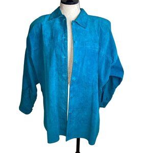 Lotus Vintage 1980s Womens Jacket Size 10 Blue Suede Mt Shasta California